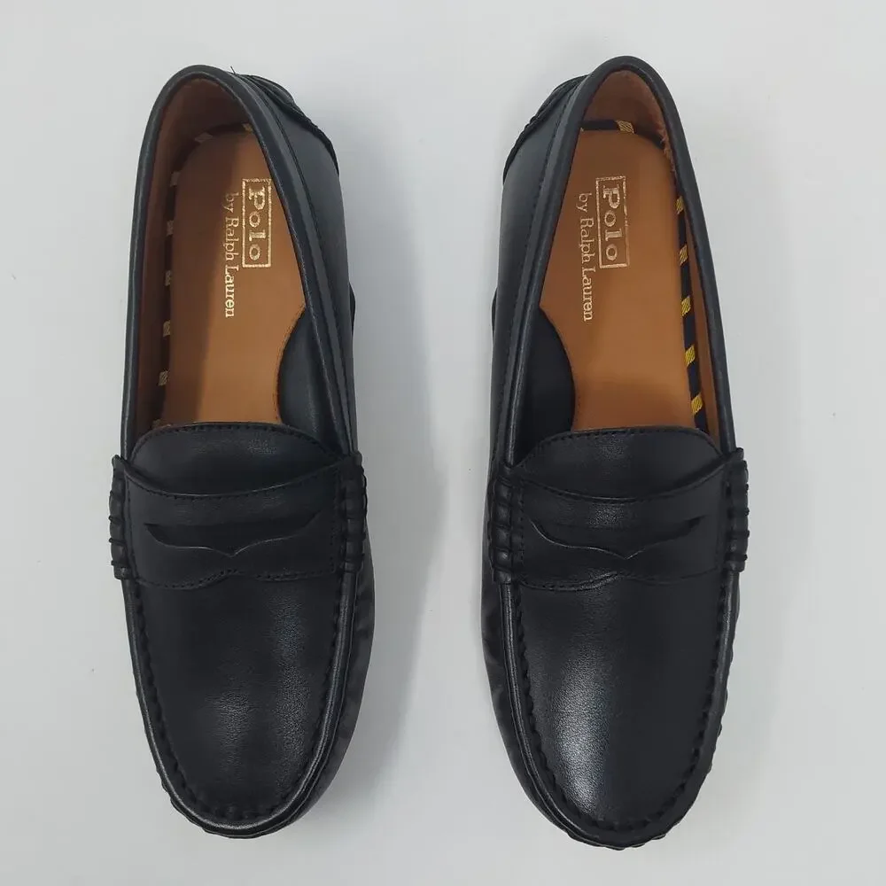 Polo Ralph Lauren Anders Penny Driver Loafers Black Leather Men's 7.5D NIB